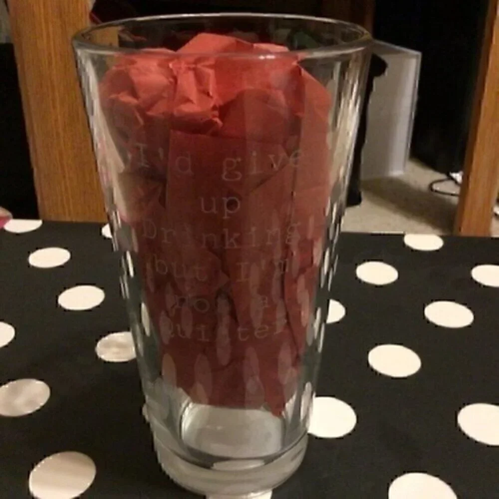 Funny beer drinking pint glass I’d give up beer